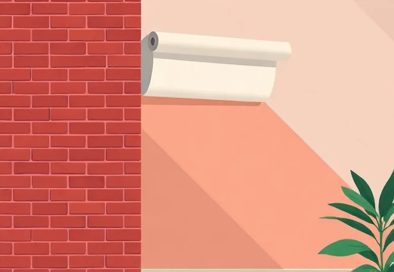 Pose de papier peint, rouleau et brosse à maroufler